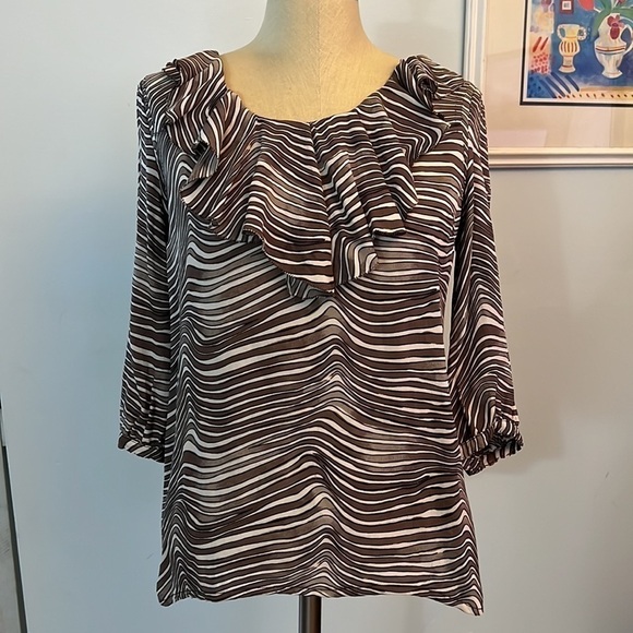 Tory Burch Ruffled Front Blouse size 8 - Picture 1 of 7